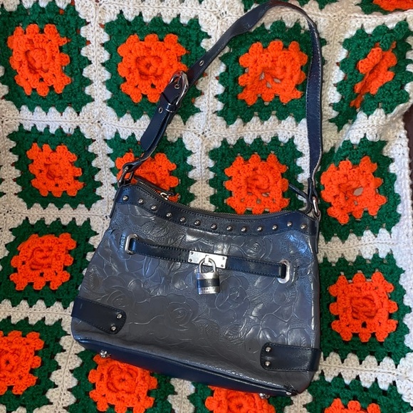 SUMMER SALE Sharif 🌹Vintage NY Designer Leather Studded Purse w/ Silver Lock - Picture 1 of 16